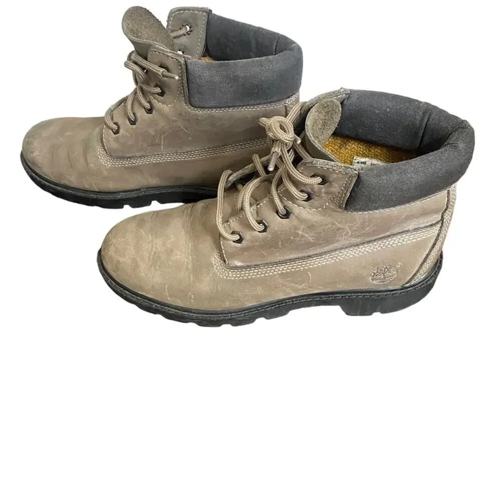 Timberland Boots Kids 4.5M Light Grey‎ Leather Upper Waterproof High Top